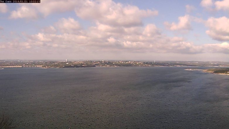 Lake Travis webcam, January 21, 2016 9:10 AM CT