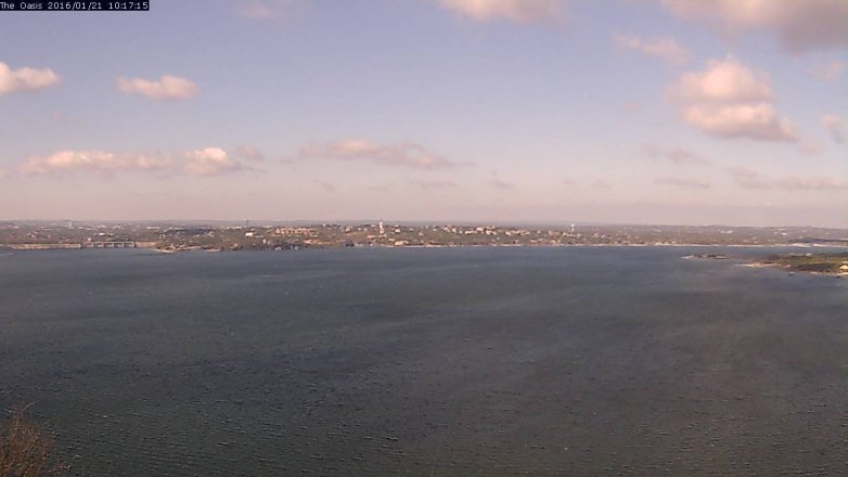 Lake Travis webcam, January 21, 2016 9:25 AM CT