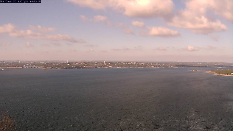 Lake Travis webcam, January 21, 2016 9:30 AM CT