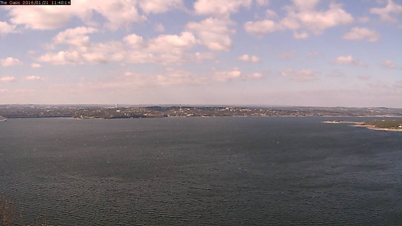 Lake Travis webcam, January 21, 2016 10:45 AM CT