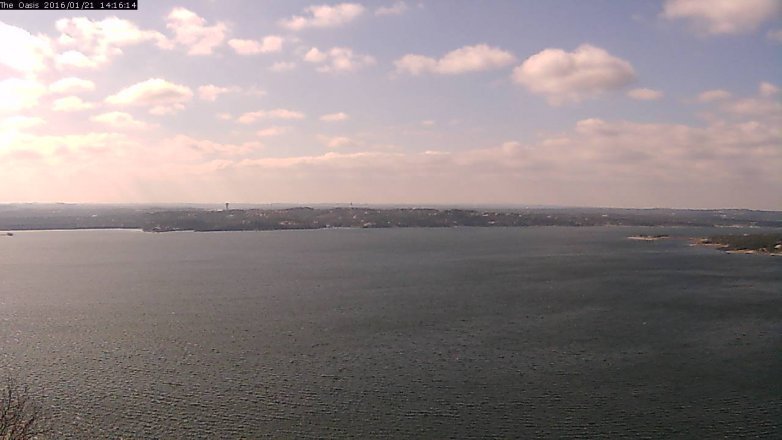 Lake Travis webcam, January 21, 2016 1:20 PM CT