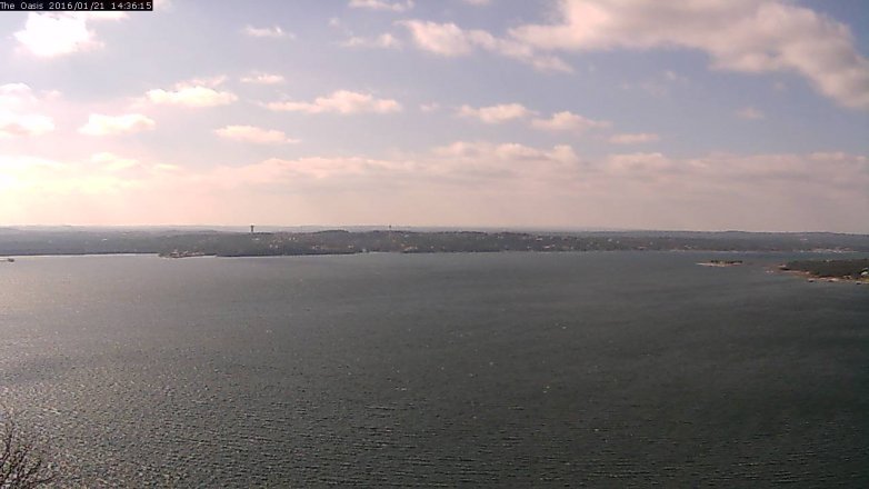 Lake Travis webcam, January 21, 2016 1:45 PM CT