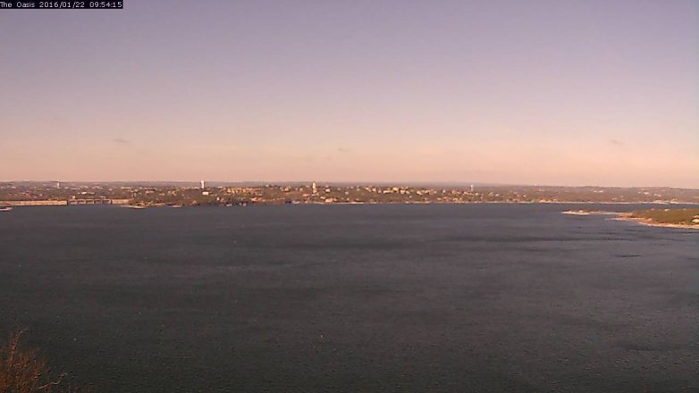 Lake Travis webcam, January 22, 2016 9:00 AM CT