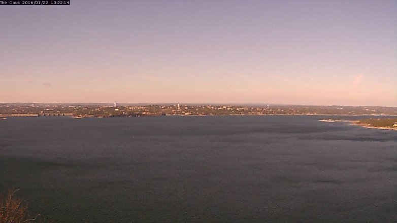 Lake Travis webcam, January 22, 2016 9:30 AM CT