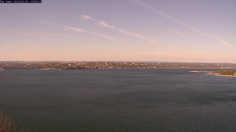 Lake Travis webcam, January 22, 2016 10:05 AM CT