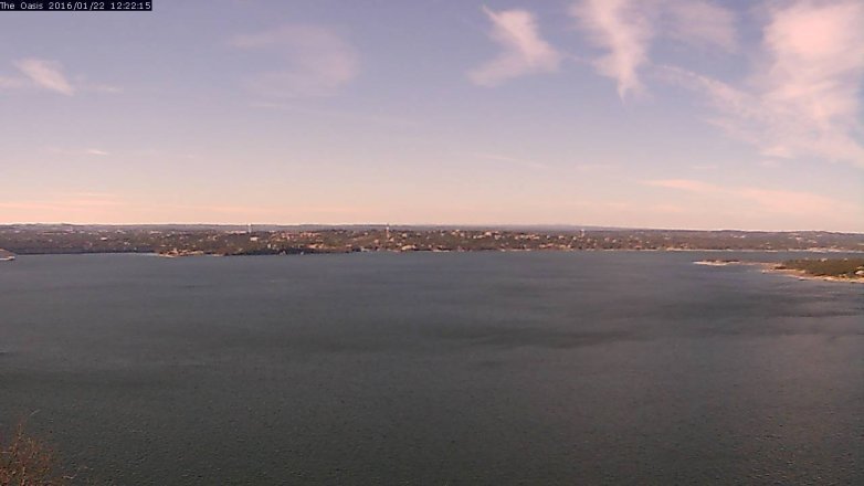 Lake Travis webcam, January 22, 2016 11:30 AM CT