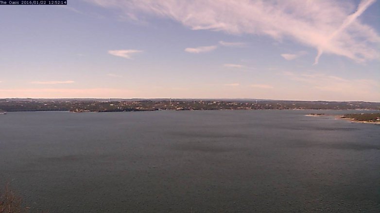 Lake Travis webcam, January 22, 2016 12:00 PM CT
