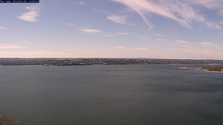 Lake Travis webcam, January 22, 2016 12:15 PM CT