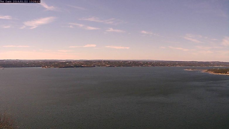 Lake Travis webcam, January 22, 2016 12:35 PM CT