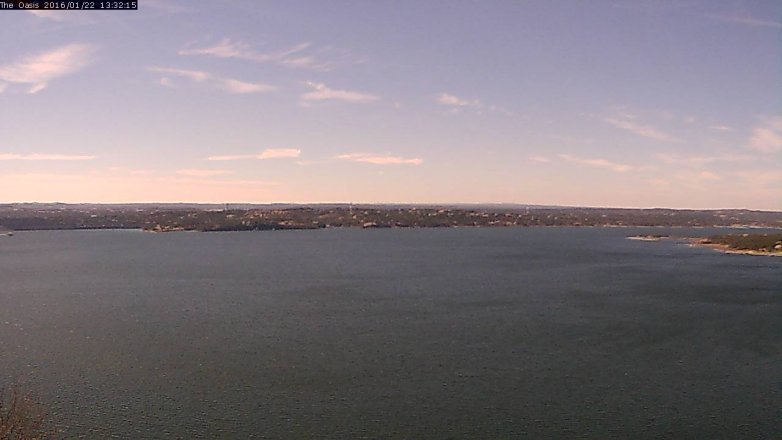 Lake Travis webcam, January 22, 2016 12:40 PM CT