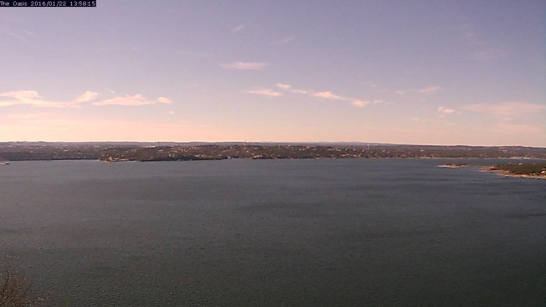 Lake Travis webcam, January 22, 2016 1:05 PM CT
