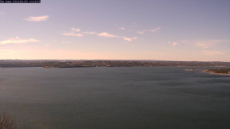 Lake Travis webcam, January 22, 2016 1:15 PM CT