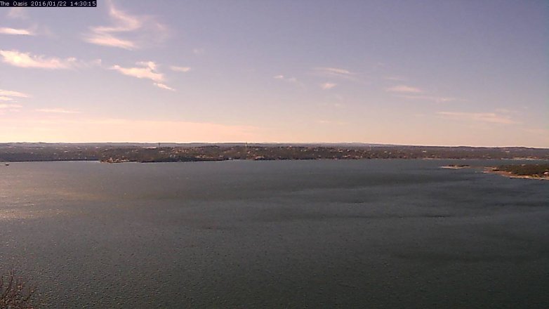 Lake Travis webcam, January 22, 2016 1:35 PM CT