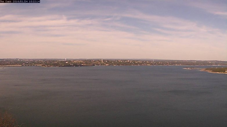 Lake Travis webcam, January 24, 2016 9:30 AM CT