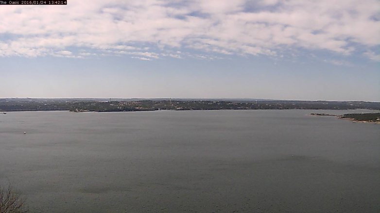 Lake Travis webcam, January 24, 2016 12:50 PM CT