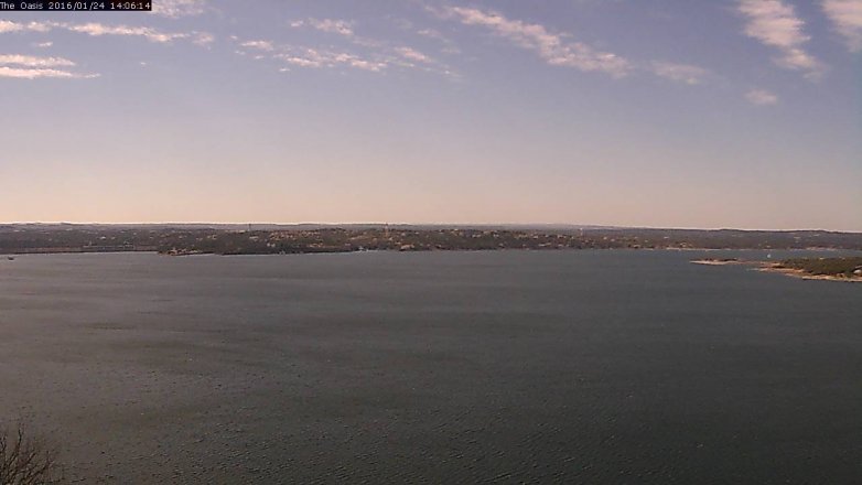Lake Travis webcam, January 24, 2016 1:15 PM CT