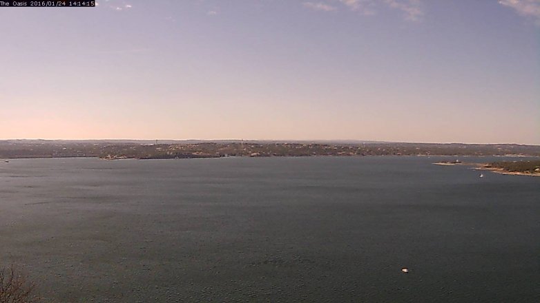 Lake Travis webcam, January 24, 2016 1:20 PM CT