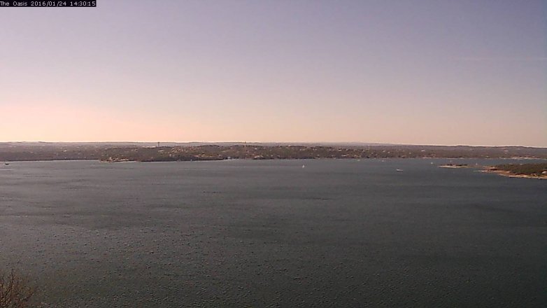 Lake Travis webcam, January 24, 2016 1:35 PM CT