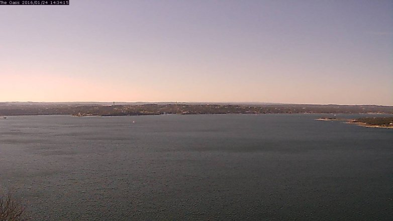 Lake Travis webcam, January 24, 2016 1:40 PM CT