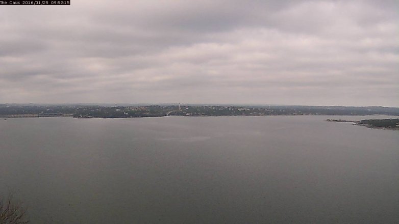 Lake Travis webcam, January 25, 2016 9:00 AM CT