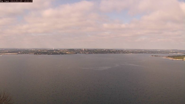 Lake Travis webcam, January 25, 2016 9:30 AM CT