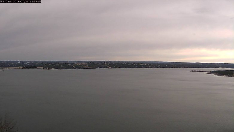 Lake Travis webcam, January 26, 2016 12:40 PM CT