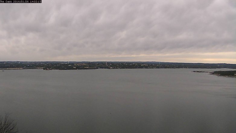 Lake Travis webcam, January 26, 2016 1:10 PM CT
