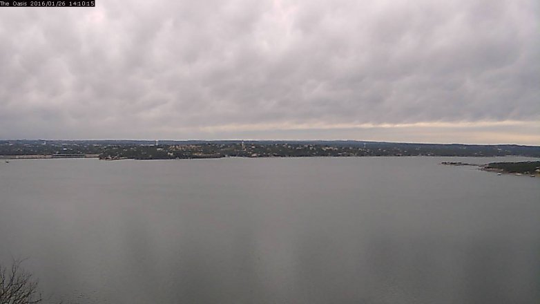 Lake Travis webcam, January 26, 2016 1:15 PM CT