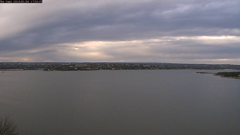 Lake Travis webcam, January 26, 2016 4:10 PM CT