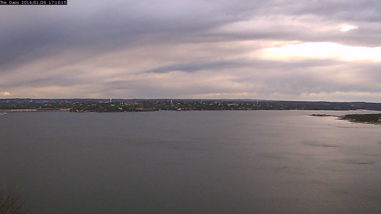 Lake Travis webcam, January 26, 2016 4:25 PM CT