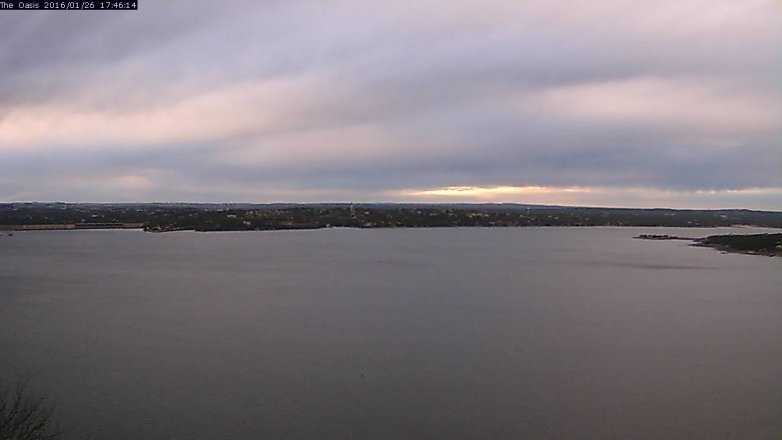 Lake Travis webcam, January 26, 2016 4:55 PM CT
