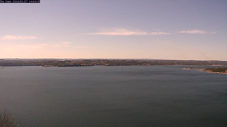 Lake Travis webcam, January 27, 2016 1:10 PM CT