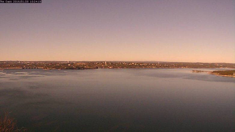 Lake Travis webcam, January 28, 2016 9:30 AM CT