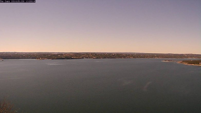 Lake Travis webcam, January 28, 2016 12:35 PM CT