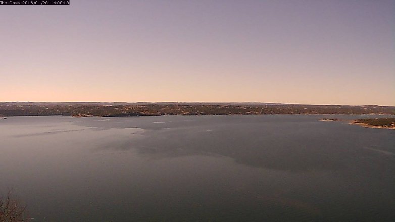 Lake Travis webcam, January 28, 2016 1:15 PM CT
