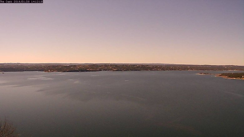 Lake Travis webcam, January 28, 2016 1:20 PM CT