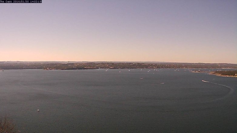 Lake Travis webcam, January 30, 2016 1:10 PM CT