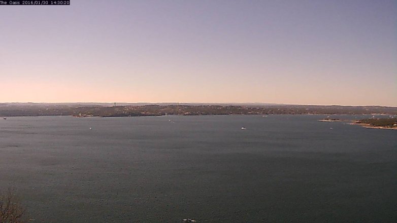 Lake Travis webcam, January 30, 2016 1:35 PM CT