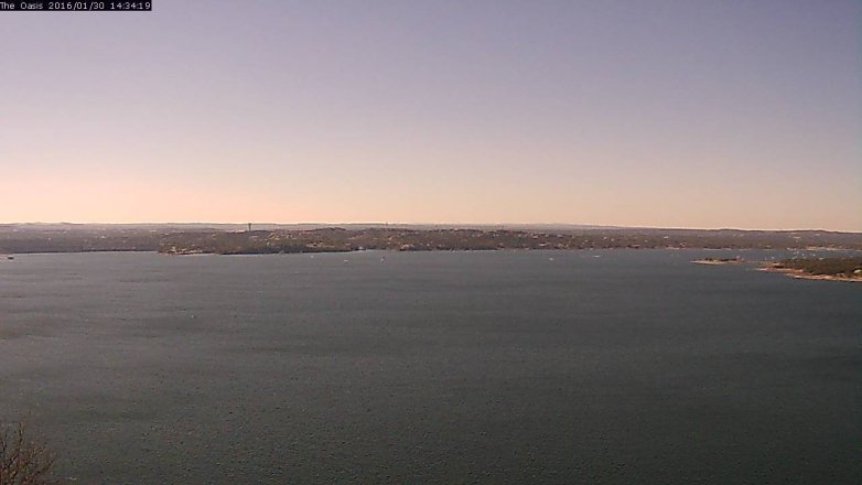Lake Travis webcam, January 30, 2016 1:40 PM CT
