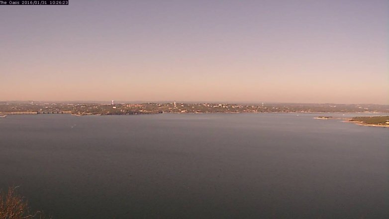 Lake Travis webcam, January 31, 2016 9:30 AM CT