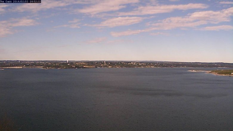 Lake Travis webcam, February 3, 2016 9:00 AM CT