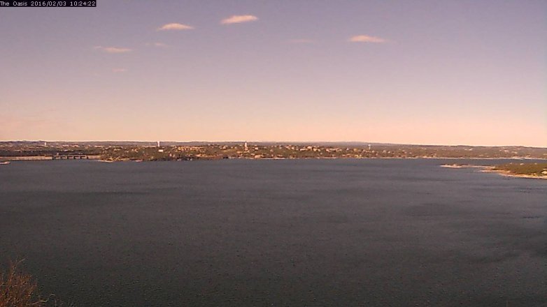 Lake Travis webcam, February 3, 2016 9:30 AM CT
