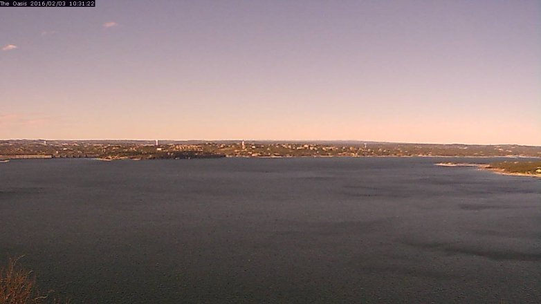 Lake Travis webcam, February 3, 2016 9:40 AM CT