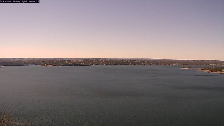 Lake Travis webcam, February 3, 2016 1:10 PM CT