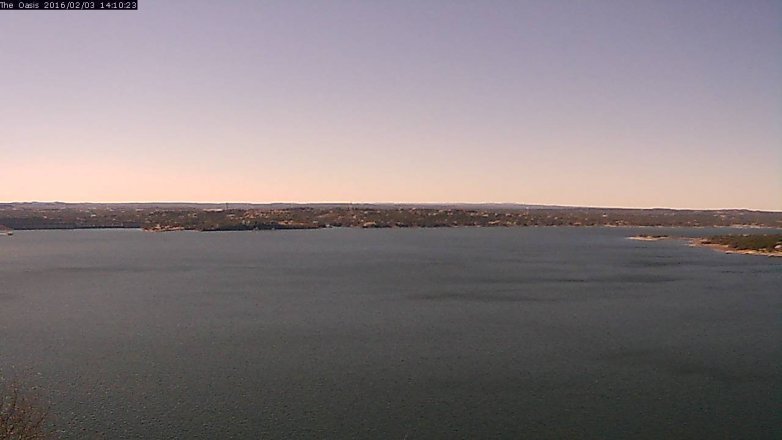 Lake Travis webcam, February 3, 2016 1:15 PM CT