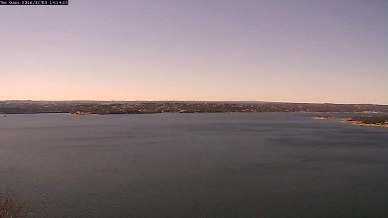Lake Travis webcam, February 3, 2016 1:20 PM CT