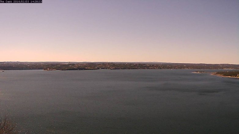 Lake Travis webcam, February 3, 2016 1:35 PM CT