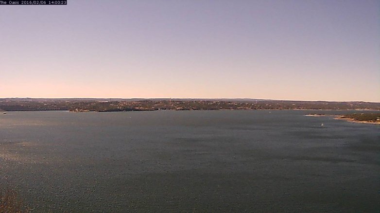 Lake Travis webcam, February 6, 2016 1:10 PM CT