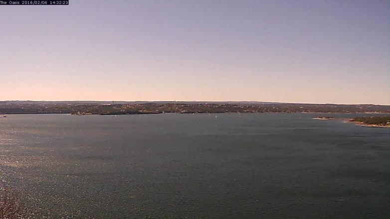 Lake Travis webcam, February 6, 2016 1:40 PM CT