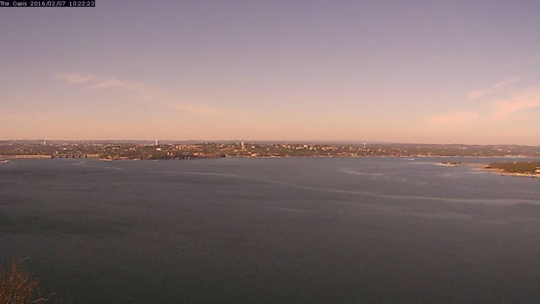 Lake Travis webcam, February 7, 2016 9:30 AM CT